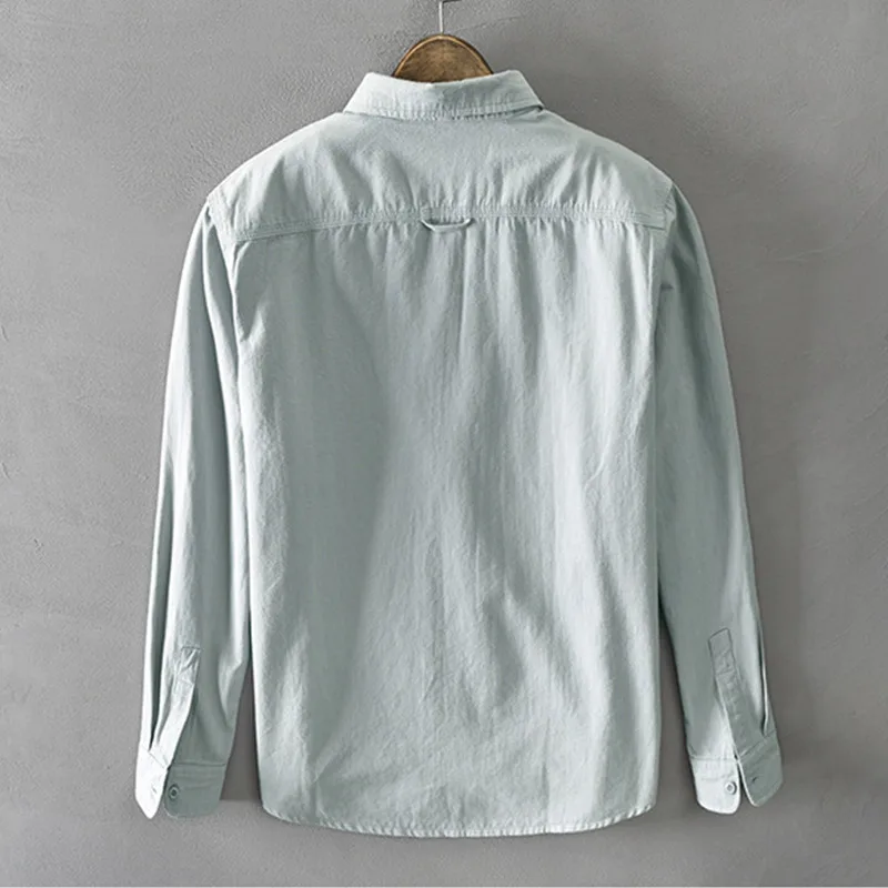 

New Men's White Long Sleeve Shirt Pure Cotton Retro Style Button Up GA-Z102