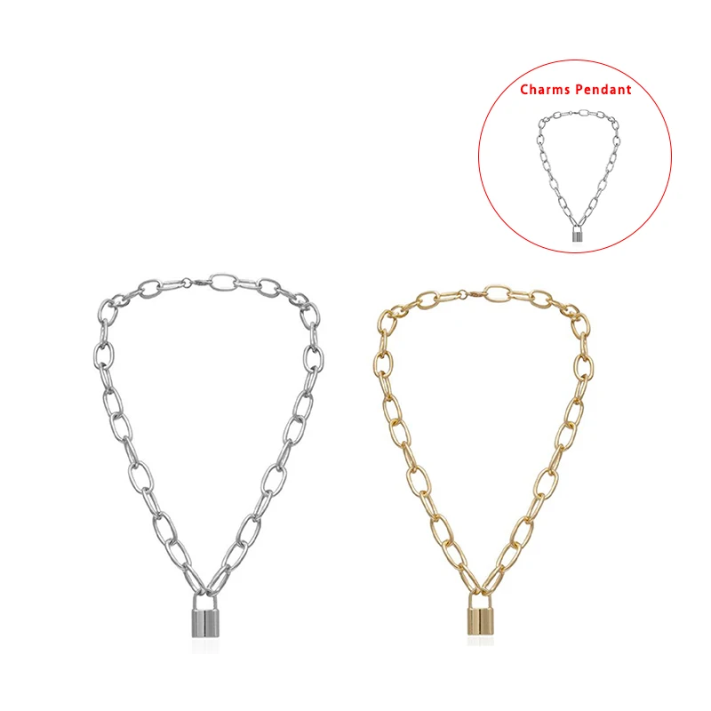 Ожерелье с замком из нержавеющей стали в стиле панк хип-хоп рок замок мужское