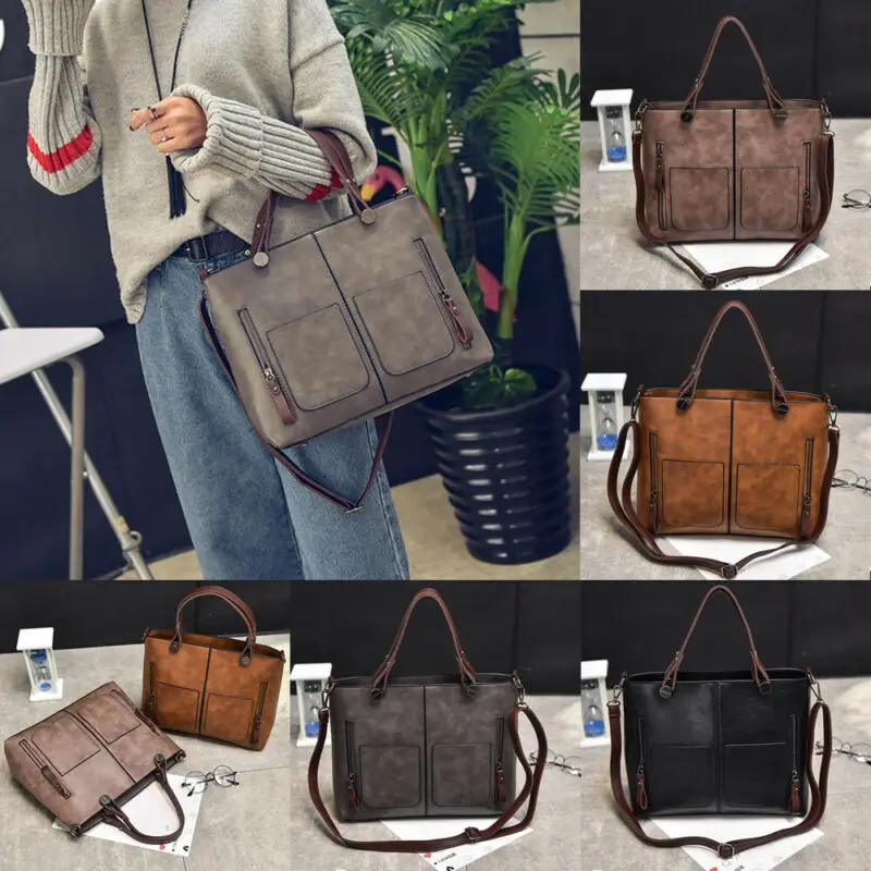 

Women Shoulder Bag Retro Solid Color Zipper Faux Leather Messenger Bag Women Tote Handbag Crossbody Bag For Ladies Handbags