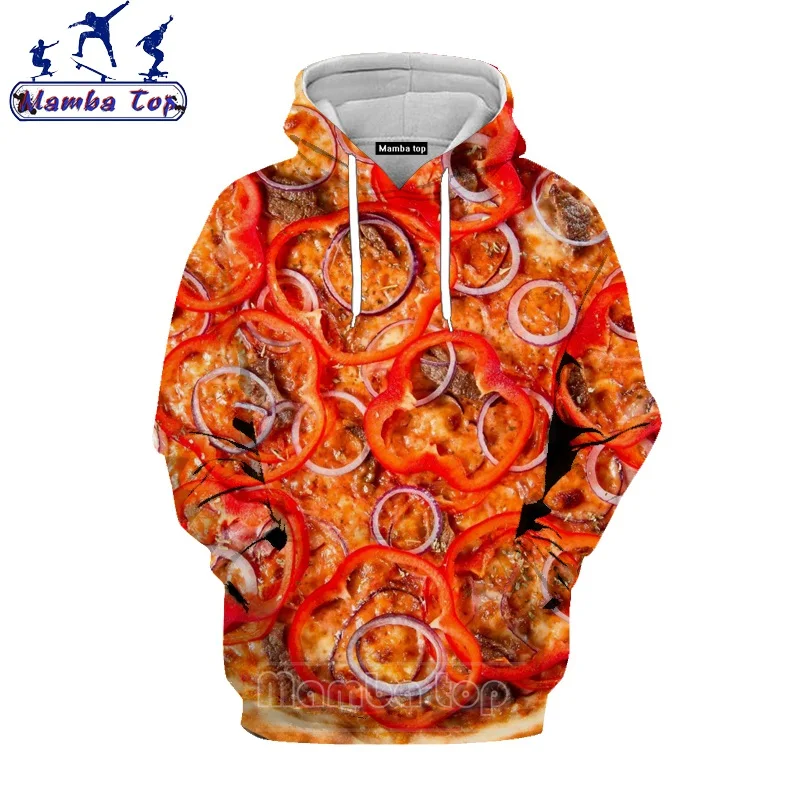 Худи Mamba top с принтом пиццы новейшая Женская толстовка в стиле хип-хоп 3D еды