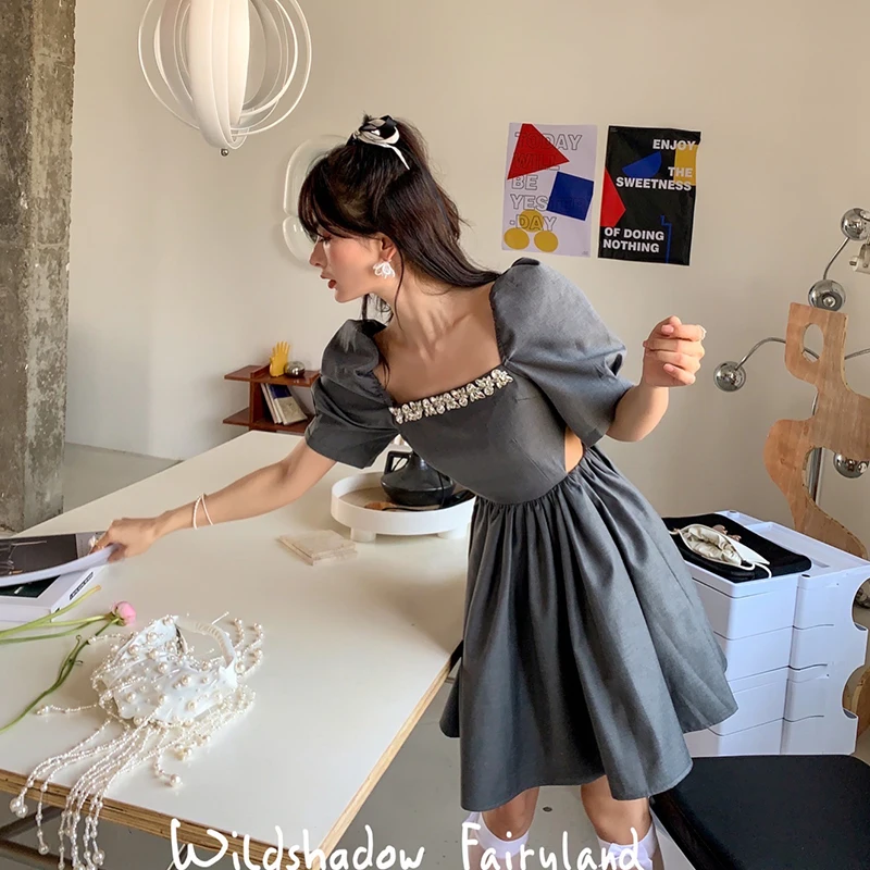 

2021 spring and summer women's grey waist suit skirt