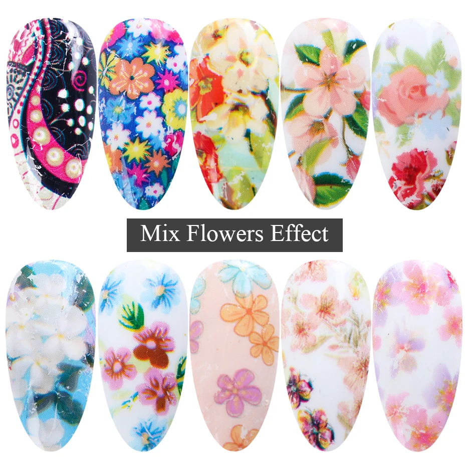 16 шт. переводные наклейки из фольги для ногтей набор смешанных цветов переводная