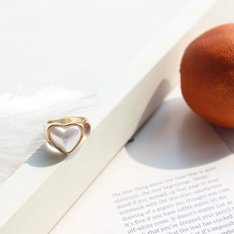 Женские кольца с золотым и металлическим сердечком модные ювелирные украшения
