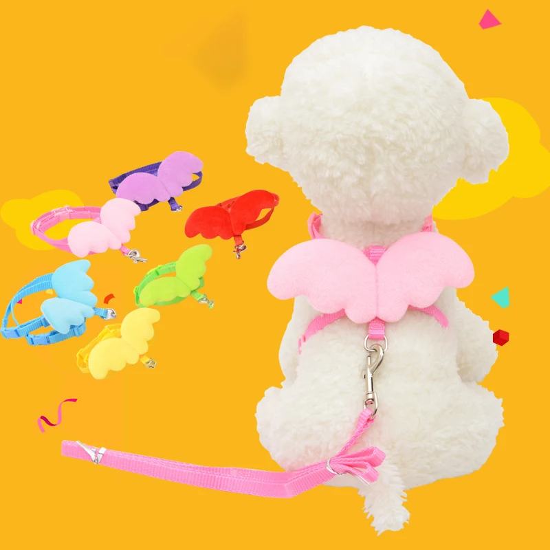 

Cat Leash Harness Dog Collar Angel Pet Chest Strap Small Dog Rope Breathable Cut Harness Puppy Walking Product ошейник для собак