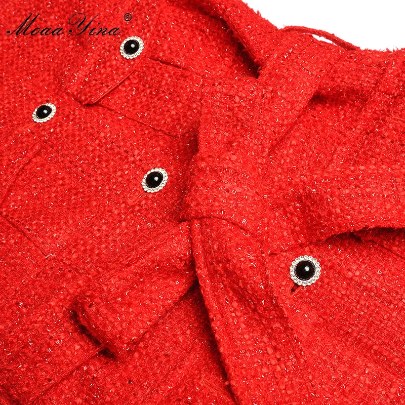 Модная дизайнерская шерстяная ветровка MoaaYina пальто Осеннее женское однобортное
