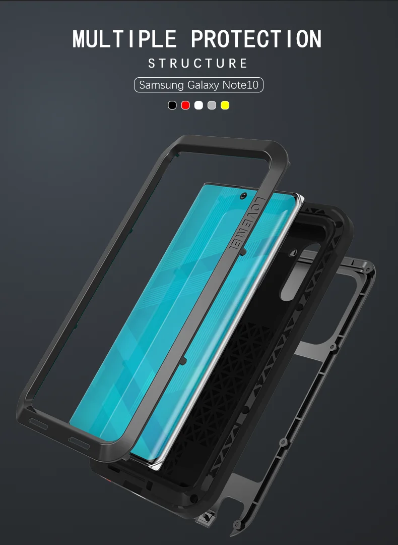 

Waterproof Shockproof Metal Case For Samsung Galaxy Note 10 Luxury Aluminum Armor DustProof Swimming Silicone Cover
