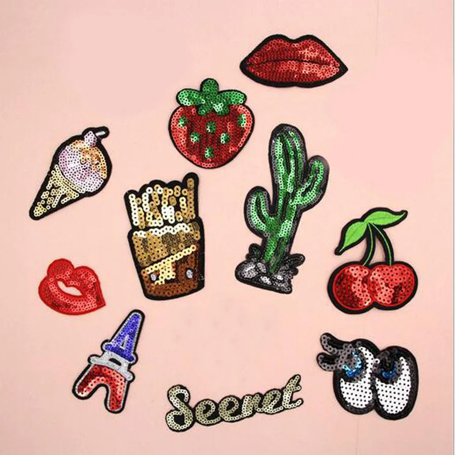 Блестки с вышивкой рот мультфильм патч одежда наклейки сумка Приклеивание