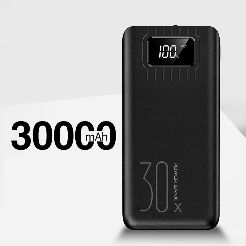 Внешний аккумулятор 30000 мАч для iPhone 11 X Samsung Huawei Xiaomi быстрая зарядка два USB Type C