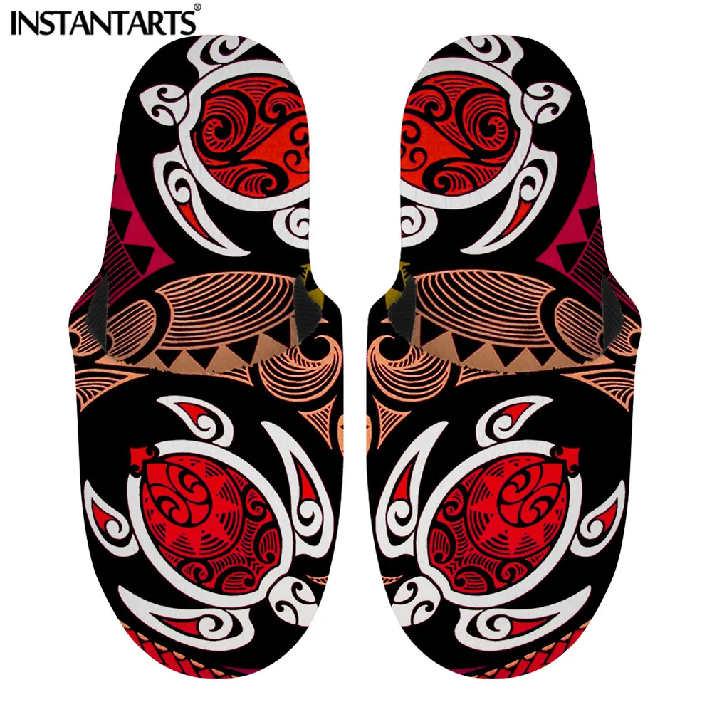 

INSTANTARTS Sea Turtle Tribal Polynesian Pattern Women Slipper Non-Slip Lightweight Flip Flop Comfort Warm Loafers Shoes