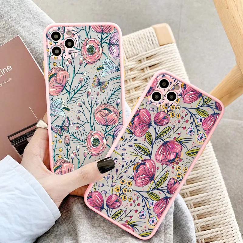 flower bud phone case for iphone 11 12 13 pro max for iphone x xs max xr 6s 7 8 plus se 2 back hard shockproof cover funda shell free global shipping