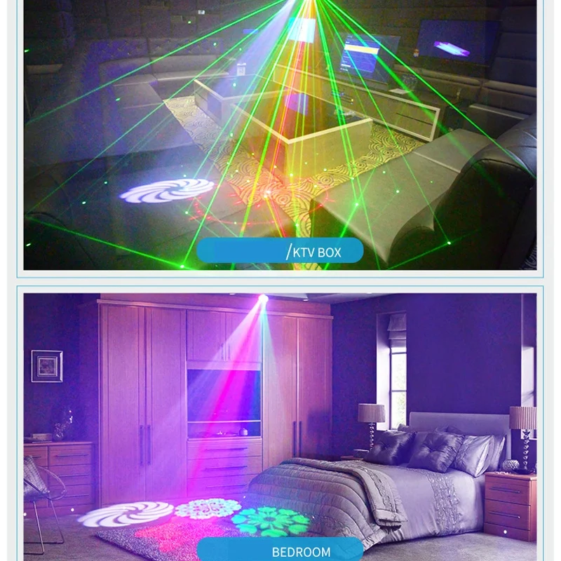 

52 in 1 Mini Party Light LED Sound Control Stage Light for Christmas, Halloween, Stage, Bar Decoration(US Plug)