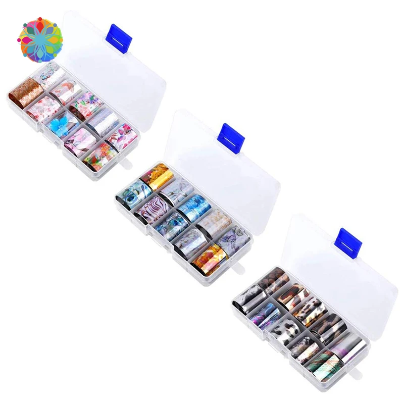 10 шт инструментов для ногтей Фольга передачи Стикеры клей акриловые бусины