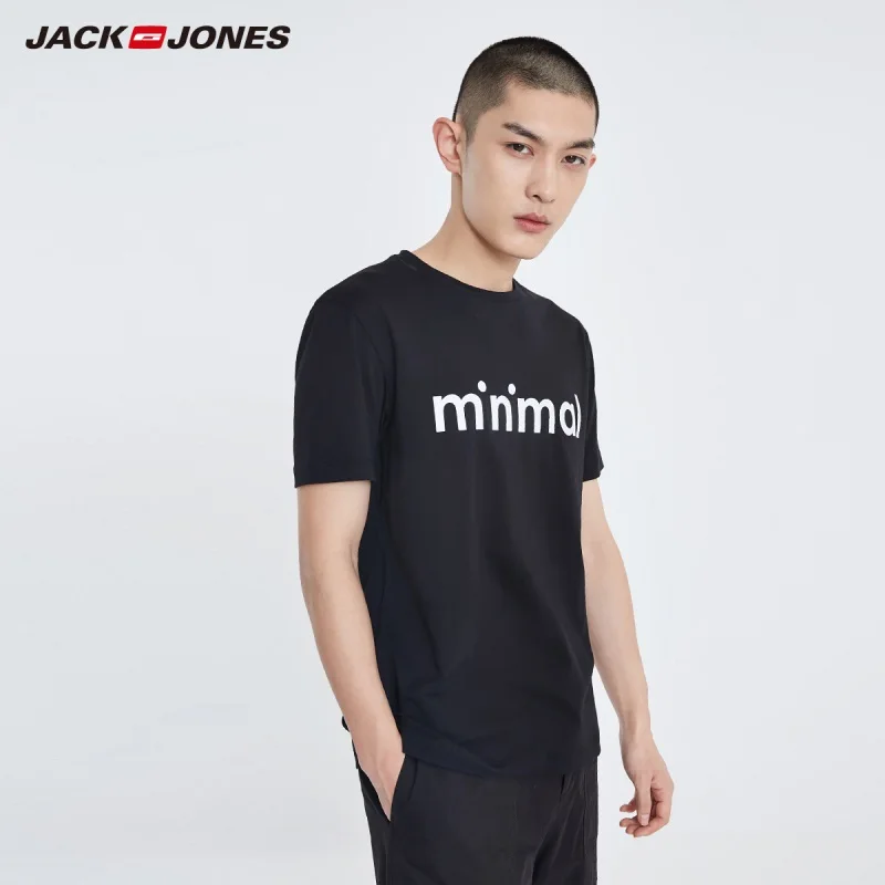 JackJones Мужская футболка с короткими рукавами 100% хлопок 3D принт буквами прямой крой