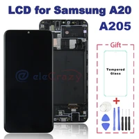 original for samsung galaxy a20 a205 a205f lcd display touch screen digitizer assembly replacement with fingerprint 100 tested