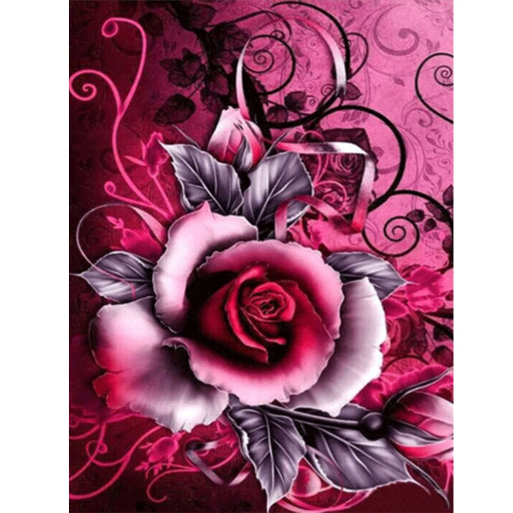 

Full Square/Round Drill 5D DIY Diamond Painting "Red Flower" Diamond Embroidery Cross Stitch Rose Mosaic Home Decor