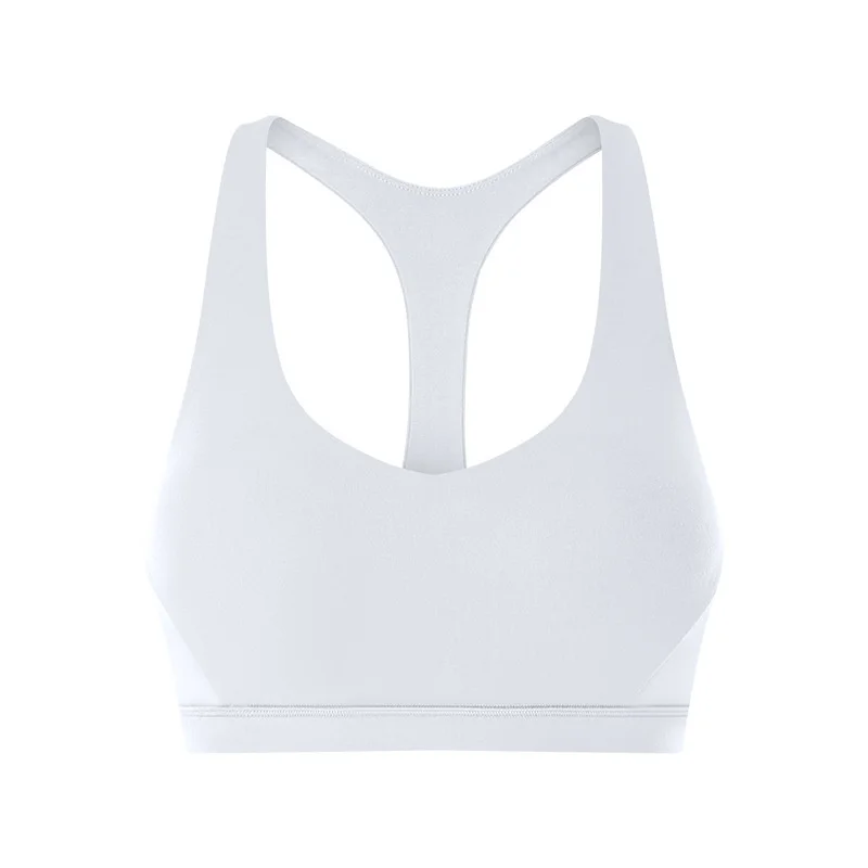 

2021 spring and summer new sexy V-neck sports bra gathered with breathable Y-Back solid sports underwear for women