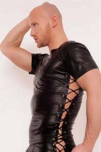 Lingerie Tank Top 2017 Latex T Shirt Men Sexy PVC Leather Vests Nightclub Costume Gay Underwear Wet Look Fetish Bondage | Тематическая