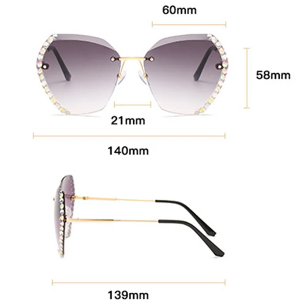 

2020 Vintage Fashion Oversized Rimless Sunglasses Women Famous Luxury Brand Design Sexy Diamond Square Sun Glasses For Female