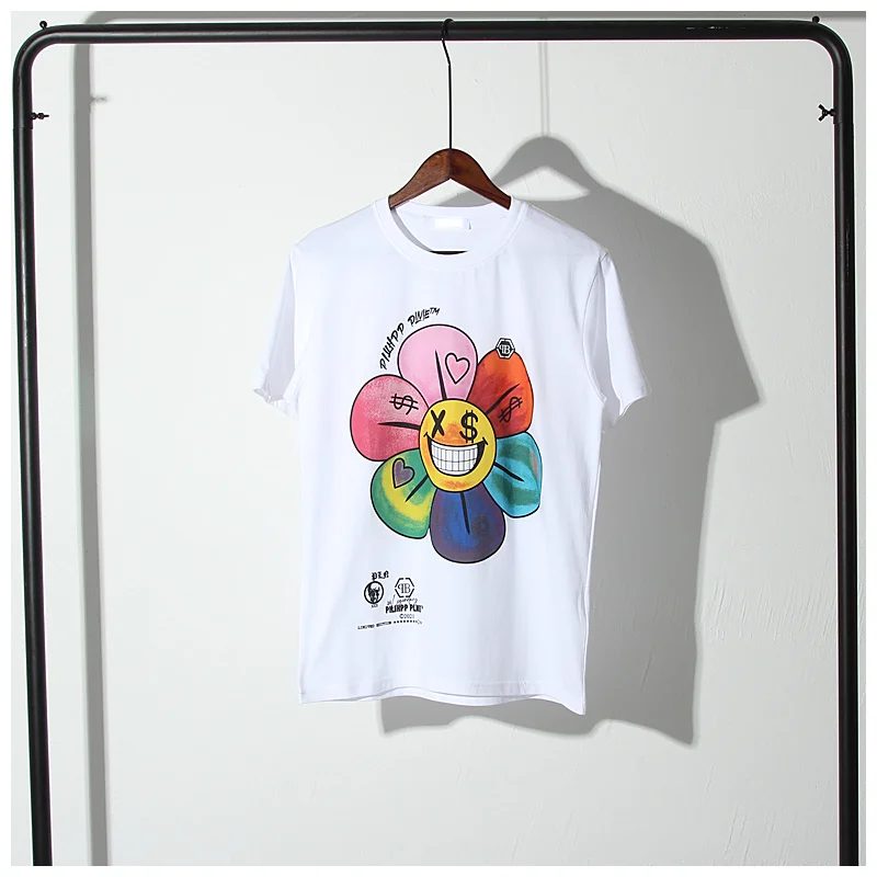 

Футболка Мужская/женская с круглым вырезом, модная Свободная Повседневная рубашка с короткими рукавами, в японском стиле, с подсолнухами, л...