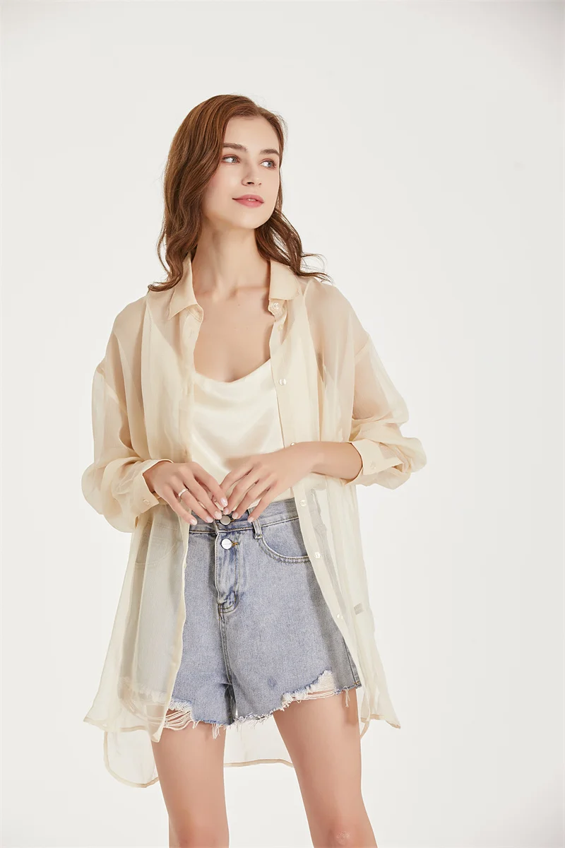 Женская шифоновая блузка Повседневная большого размера с длинным рукавом