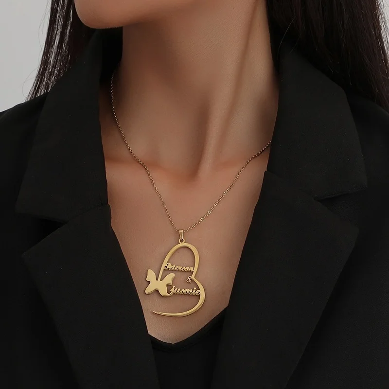 

Minar Gold Color Hollow Irregular Open Love Heart Pendant Necklace for Women Girls Titanium Steel Thin Chain Necklace Jewelry