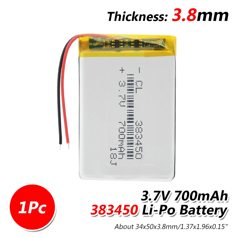 

3/4/8PCS 3.7V 700mAh Rechargeable Li-Po Battery Lithium Polymer 383450 li ion Battery Lipo cells For MP3 MP4 GPS Electric Toy