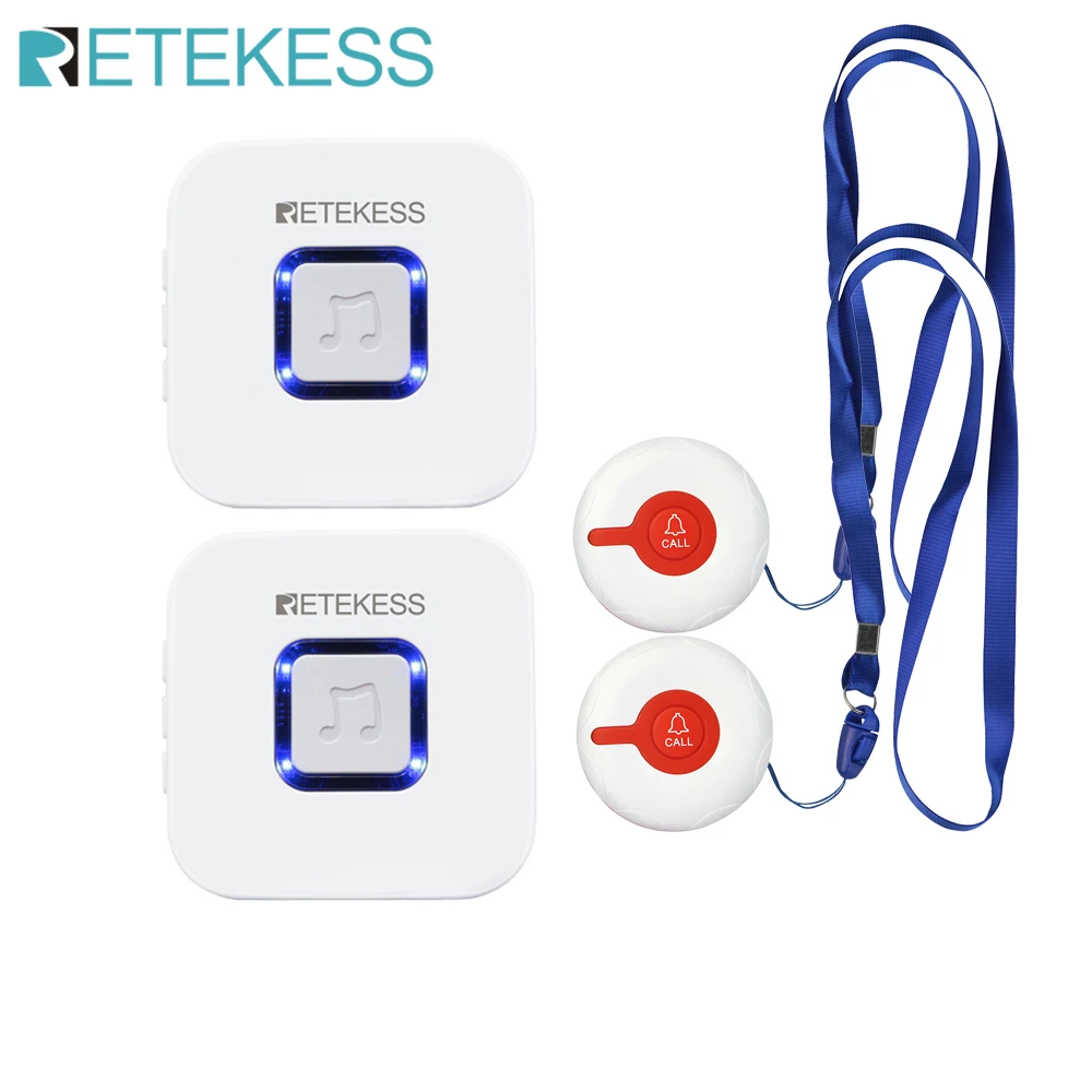 RETEKESS Wireless Medical Call System Pager Call Button + Receiver Nurse Call Alert Patient Help System For Home Care/Hospital