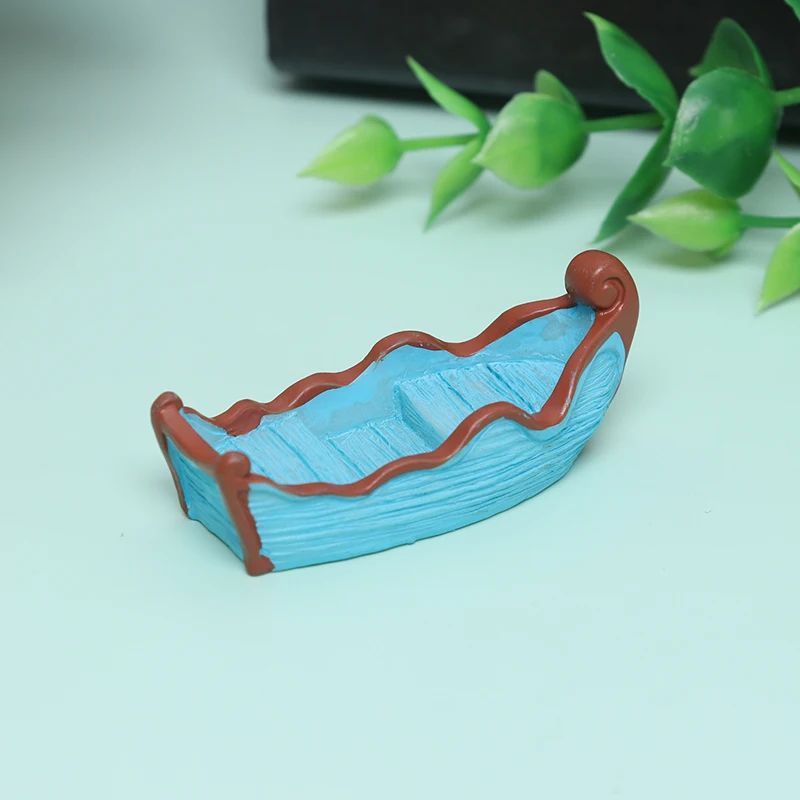

Mini Boat Yacht Figurine Ornament Nautical Resin Fairy DIY Micro Landscape Fish Tank To Decorate