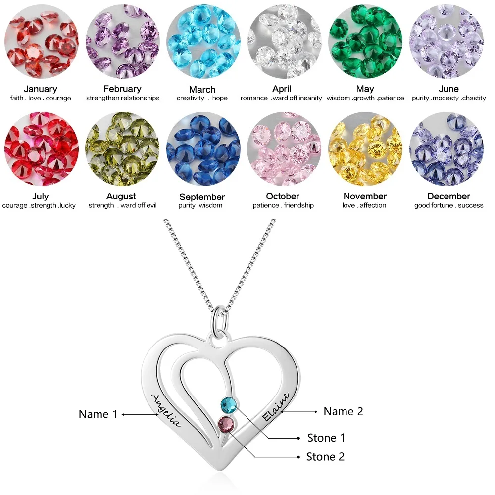 Ожерелье с 2 камнями по месяцу рождения для пар|Индивидуальные Ожерелья| |
