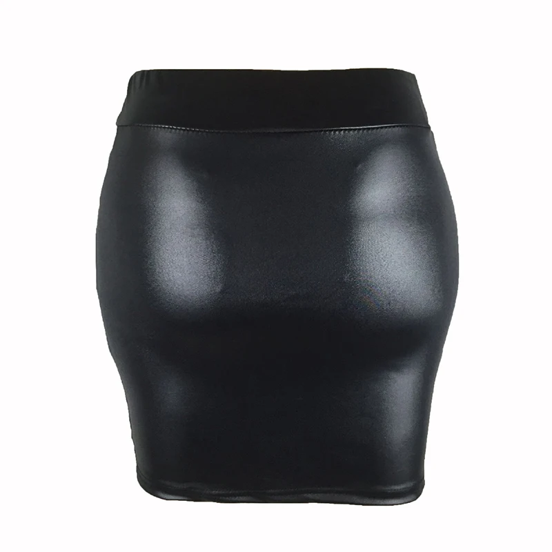 Женская юбка из искусственной кожи черная облегающая с высокой талией | одежда