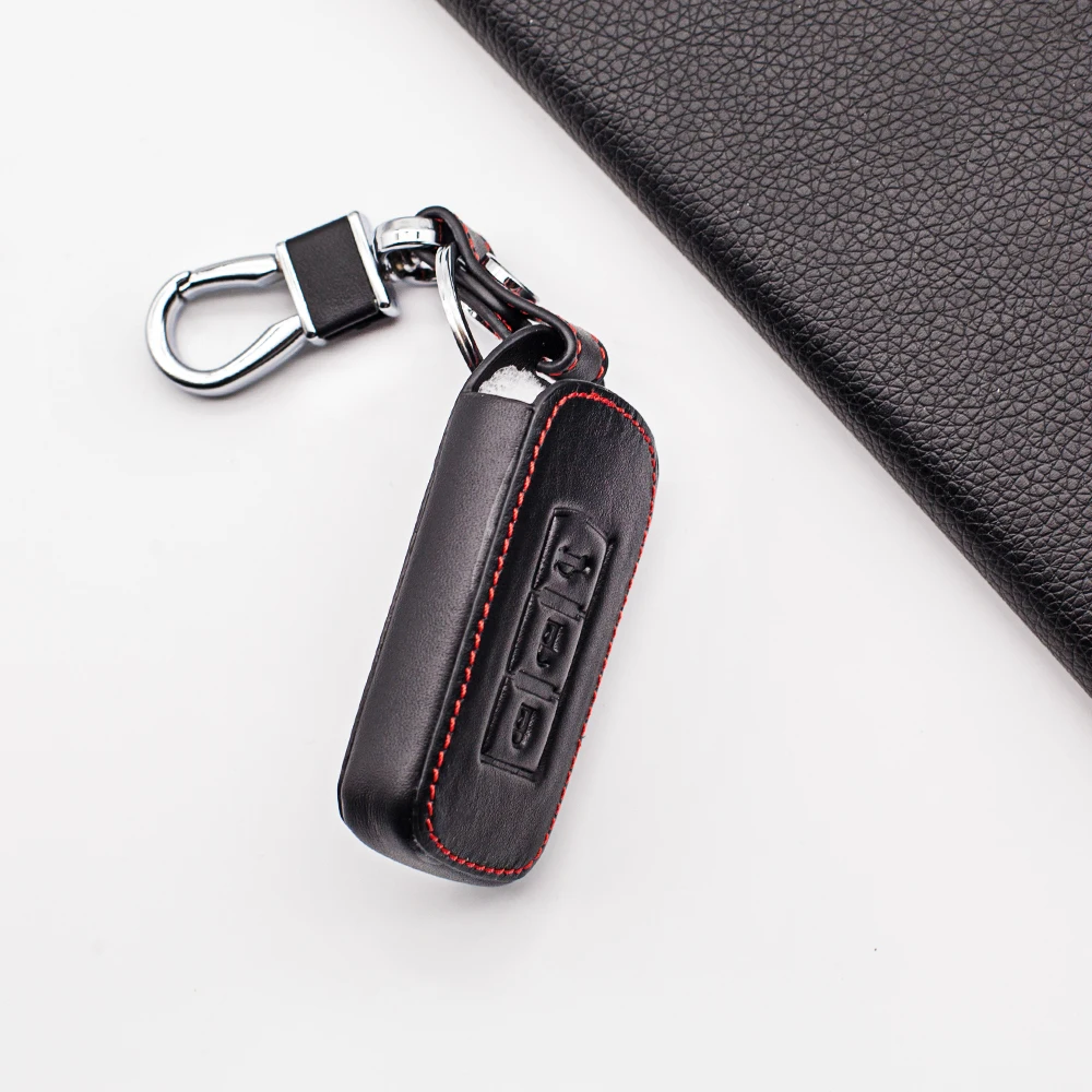 

Leather car key case cover set fob for MITSUBISHI OUTLANDER Lancer EX ASX Colt Grandis Pajero Sport 3 buttons remote key bag