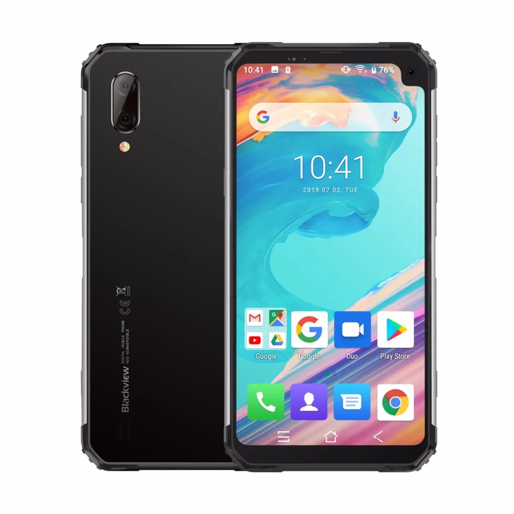 Blackview BV6100 IP68 и IP69K водонепроницаемый прочный стиль Dual Gorilla Android 9,0 NFC 6,8" экран смартфон 5580 мАч мобильный телефон