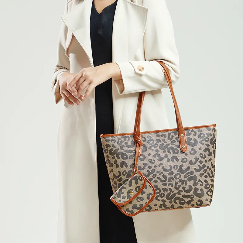 Light luxury bag women's bag net red retro leopard print bag large capacity fashion handbag mother bag live explosion