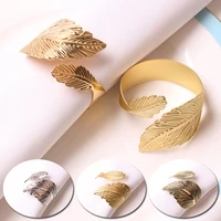 1pcs creative leaves feather napkin ring buckle holders for wedding party festivals dinner table decoration wholesale