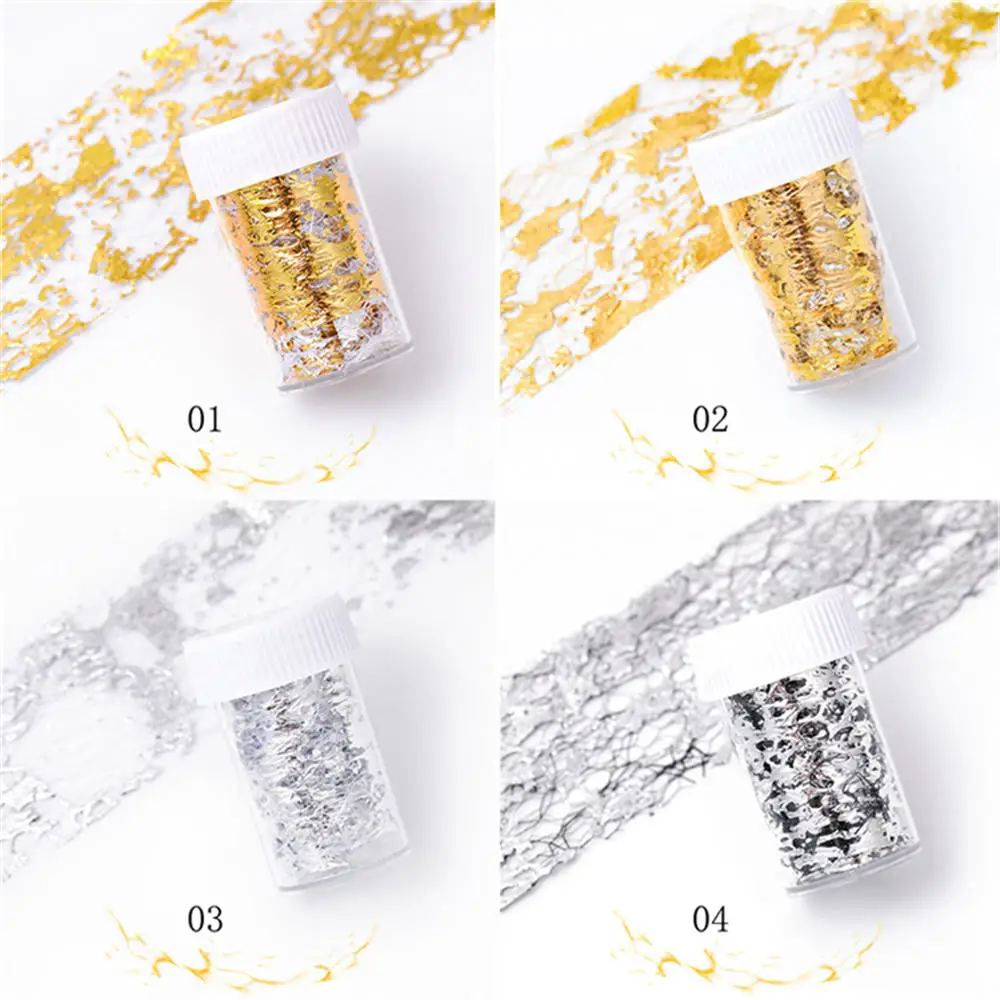 1 Box 3D Mesh Gold Silver Nail Art Tools Foil Irregular Aluminum Nail Sticker Manicure Gel Polish DIY Nails Design Decoration