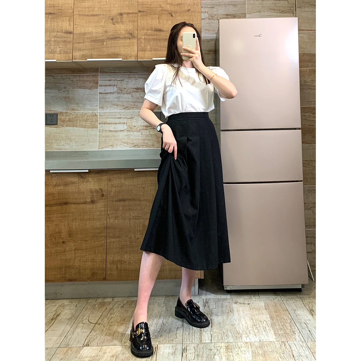 

New Show Thinness And Cover The Stomach Retro Black Skirts Womens A-Line 2021 Summer High Waist Rockabilly Swing Sundress