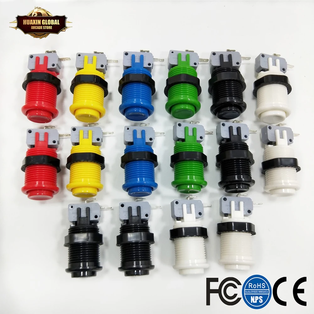 6 шт. оригинальная аркадная Кнопка фиолетовый Happ американский стиль длинный с