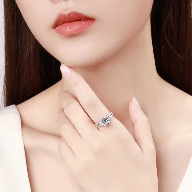 Women S925 pure platinum 1ct Mossan diamond ringEiffel Tower shape party Anniversary Gift Ring fashion jewelry High-end серьги