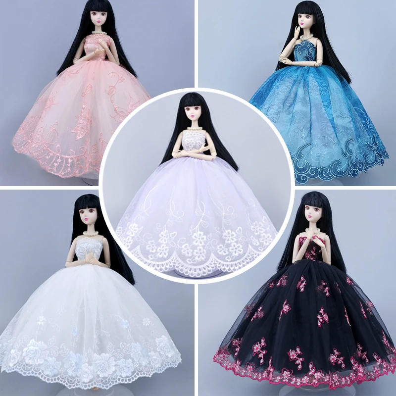

Handmade Wedding Dresses For Barbie Doll Party Multicolor Dress Gown Clothes Outfits For 1/6 Dollhouse Accessories Kid DIY Toy