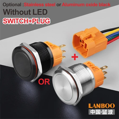Without LED Plug 22 мм 1NO1NC мгновенный rgb двойной цвет никелированный латунный круглый кнопочный переключатель - Цвет: Without LED Plug