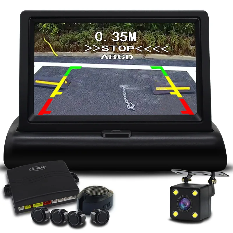 4.3 inch monitor Автомобильный Видео парковочный датчик резервный автомобильный радар заднего хода автомобильный монитор заднего хода дисплей Осыпи помощь и Повышающий сигнал тревоги Показать расстояние - Название цвета: 4.3 inch monitor