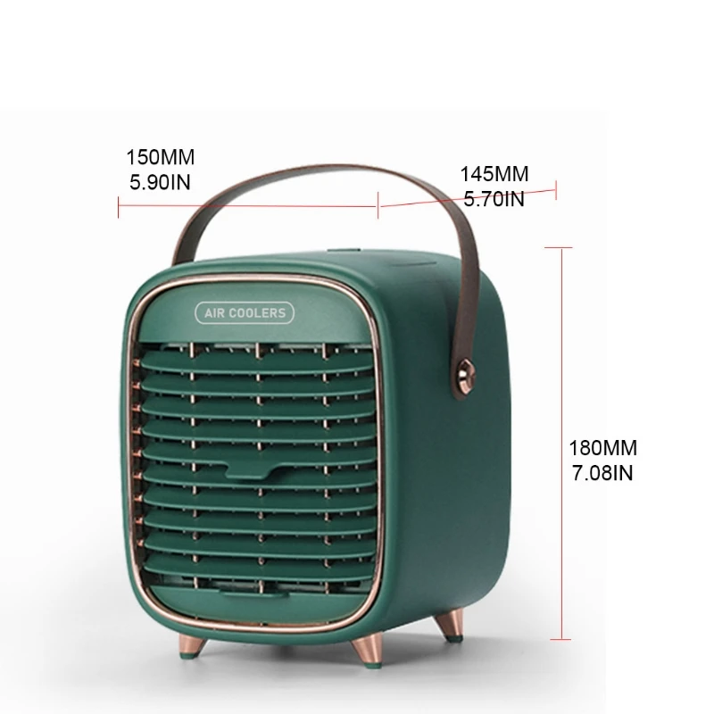 Portable Air Cooler Fan Rechargeable Humidifier Misting Fan with 3 Speeds Cordless Personal Mini Quiet Desk Fan with Handle