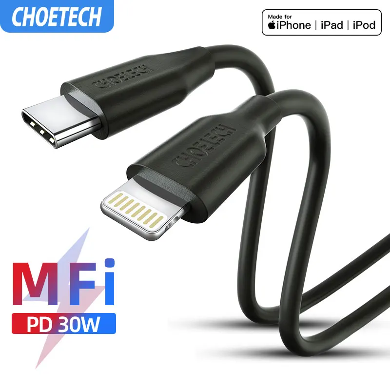 CHOETECH 2 м MFi USB C на Lightning Кабель для iPhone 11 XR XS Max X type кабель быстрой зарядки данных iPad