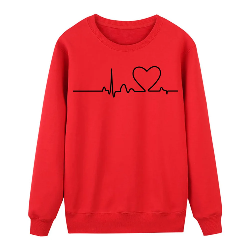 Heartbeats Kawaii Новые простые Стильные толстовки женские флисовые весенние зимние повседневные Пуловеры горячая Распродажа милые свободные толстовки - Цвет: red 1