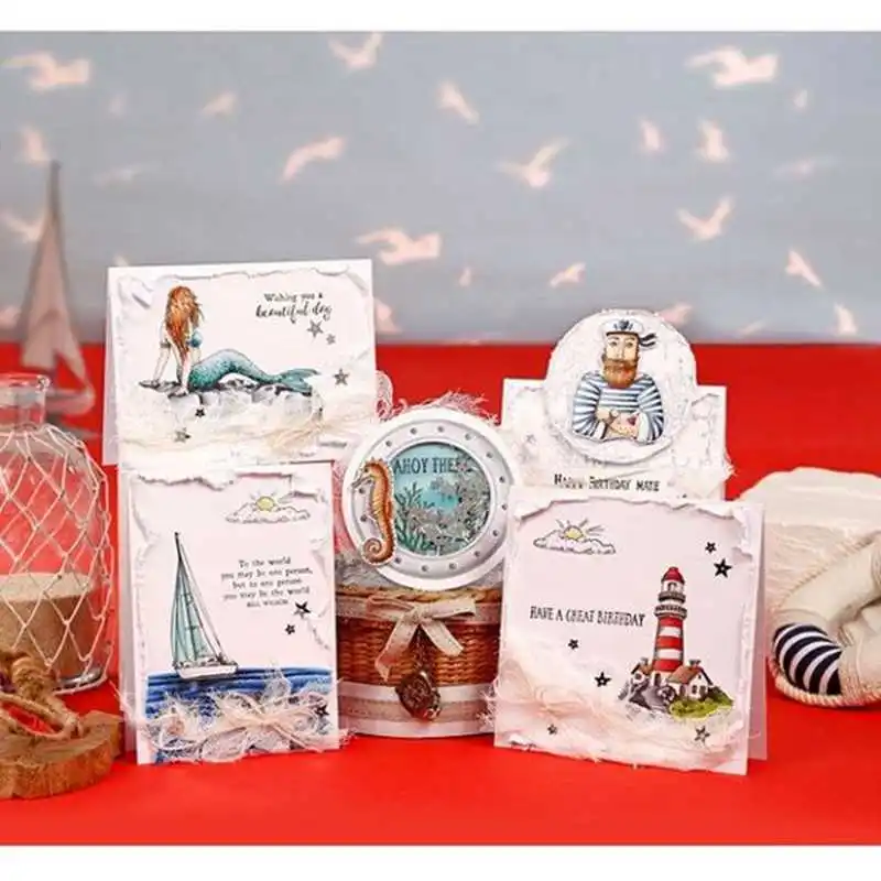 Mermaid Seahorse паруса марки прозрачный силиконовый каучук штамп морская Лошадь