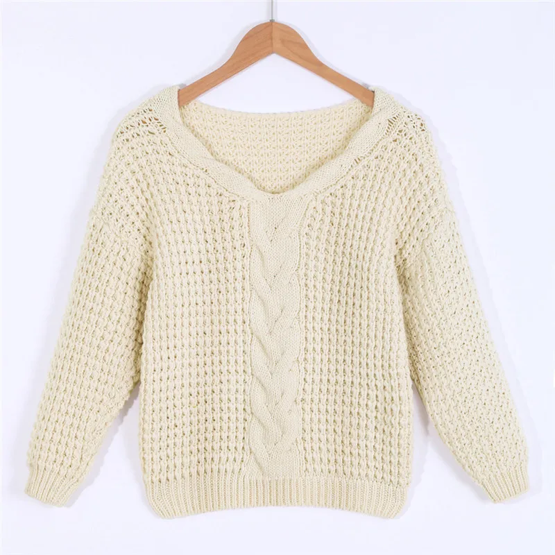 Women's Sexy V Neck Oversized Off Shoulder Sweaters Jumper Hollow Soft Warm Knitted Sweater Open Front Tops Long Sleeve Knitwear | Женская