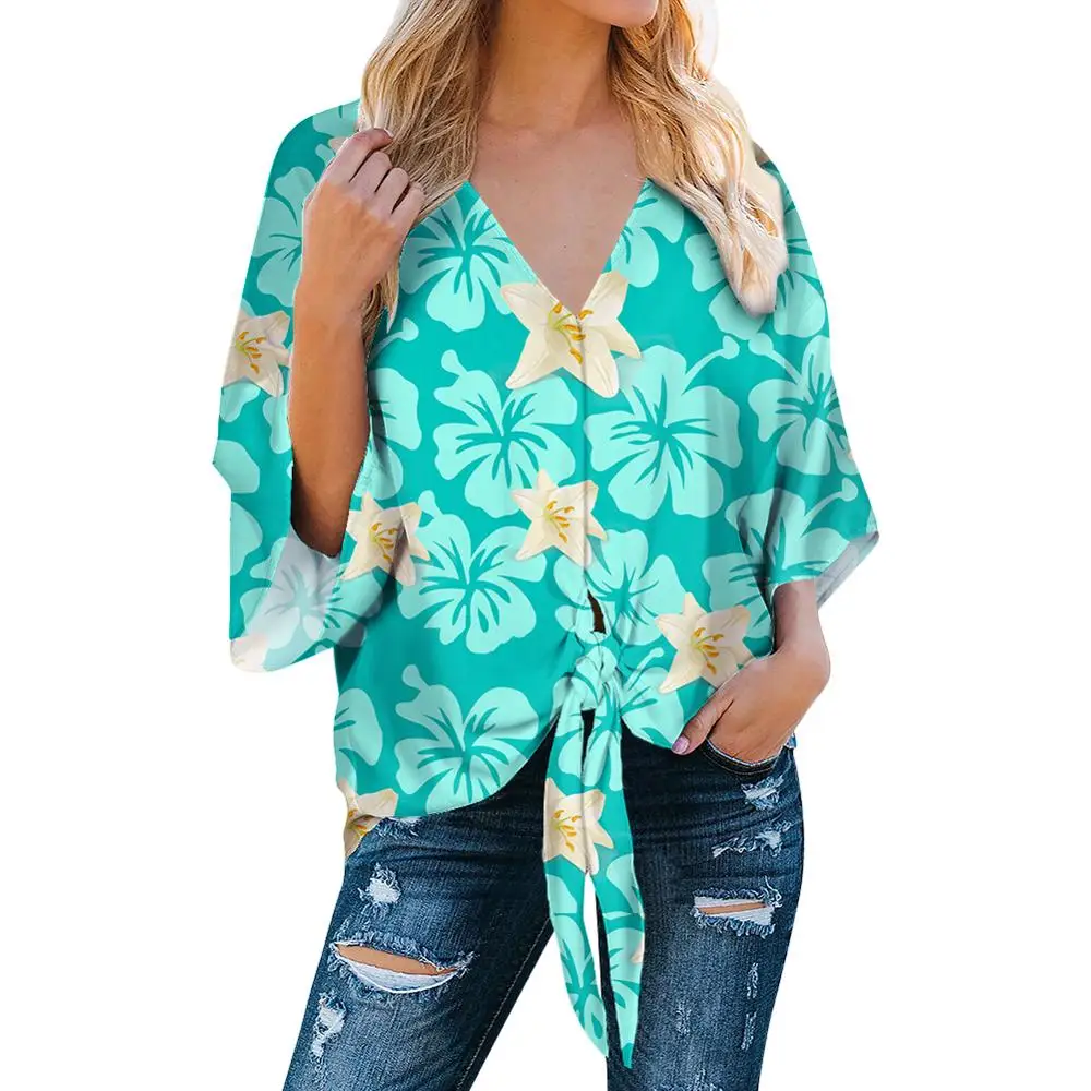 POD Polynesian Traditional Tribal style Chiffon Tops Woman Blouses Fashion Printed Chiffon Shirt Custom Women Chiffon Blouse
