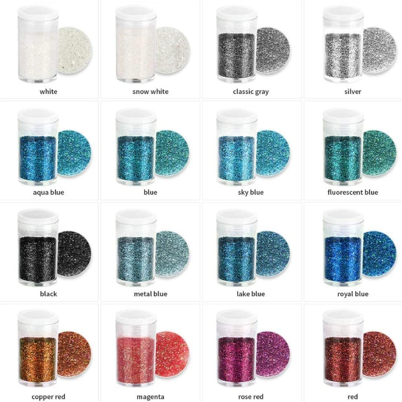 

48 Colors Glitter Powder Shiny Holographic Glitter Resin Crafts Filler Body Face Makeup Nail Art Decorations DIY Jewelry Making