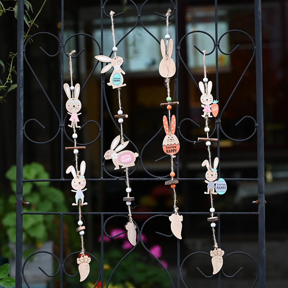 

New Christmas Decorations Wooden Double Rabbit Pendant Pendant Wooden Egg Pendant Christmas Tree Pendant Home Pendant Decoration