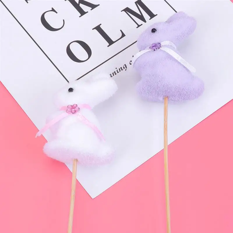 4 шт. флокированные вставки для кроликов фигурки торта имитирующие пасхальные